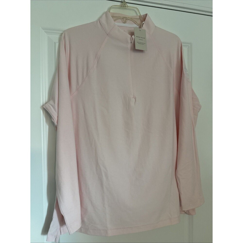 $130 Peter Millar Womens XL Melange Quarter Zip Pink Pullover Embroidered WESLEY